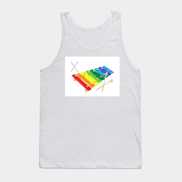 X for xylophone alphabet illustration, pencil illustration from my alphabet series Tank Top by DamiansART